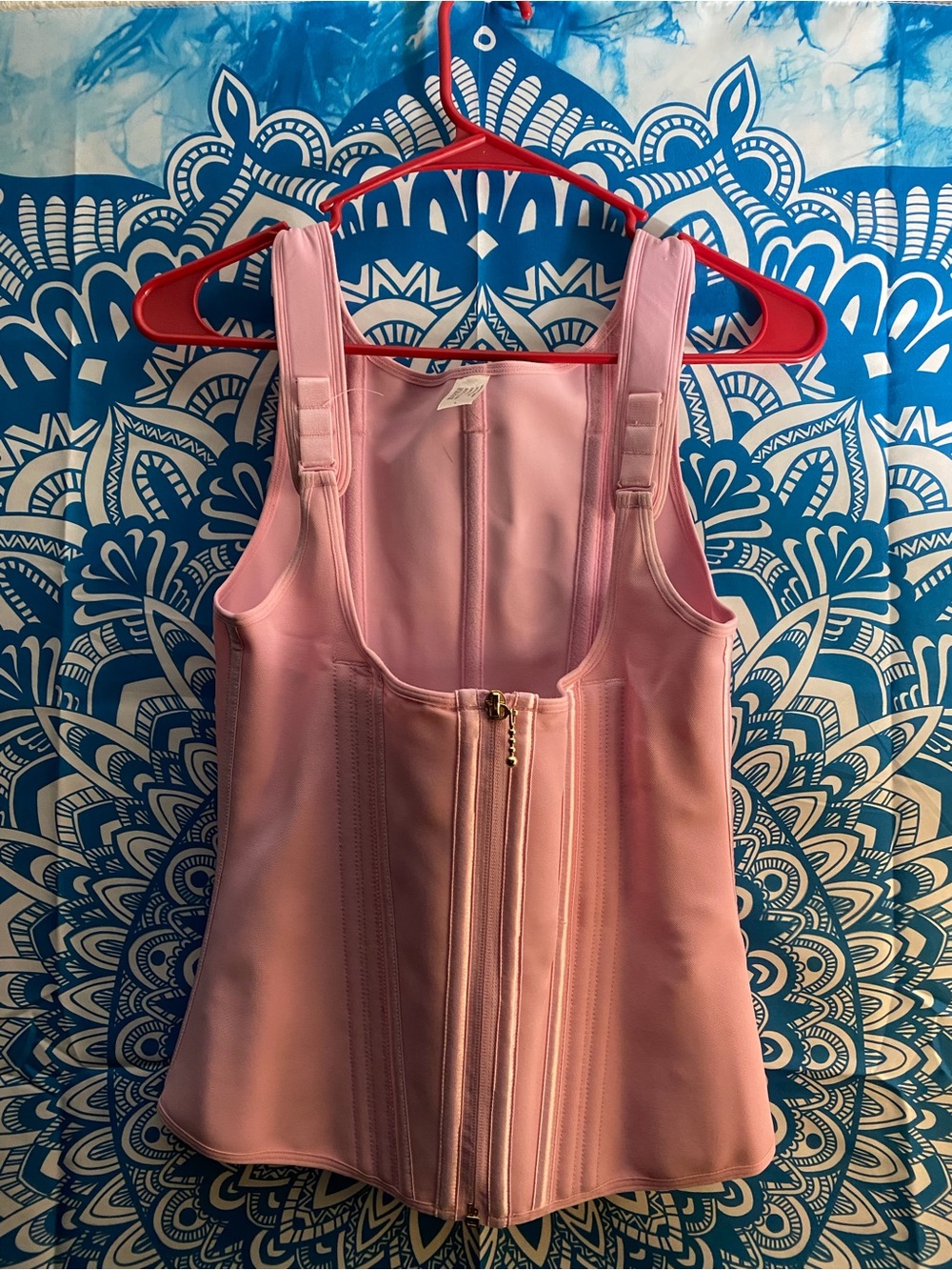 Women's Pink Front-Zip Shapewear Tank with Adjustable Straps